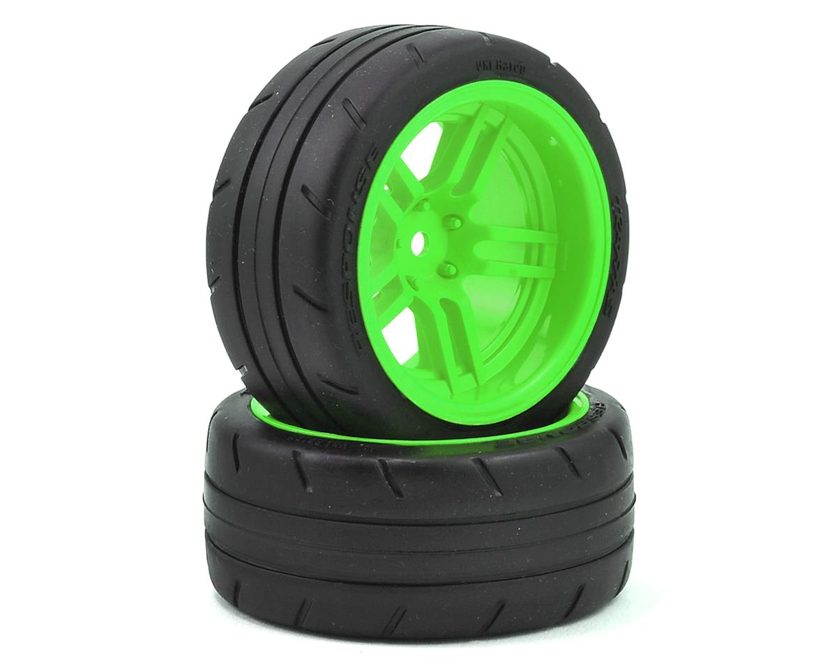 Response Touring 1.9" Extra Wide Rear Premounted Tires with Green Split-Spoke Wheels for 4-Tec 2.0 (2) (TRA8374G)