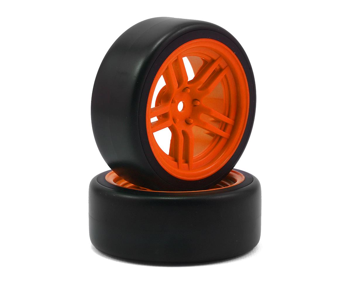Drift 1.9" Front Premounted Tires with Orange Split-Spoke Wheels for 4-Tec 2.0 (2) (TRA8376A)