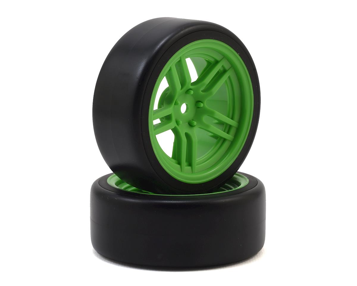Drift 1.9" Front Premounted Tires with Green Split-Spoke Wheels for 4-Tec 2.0 (2) (TRA8376G)
