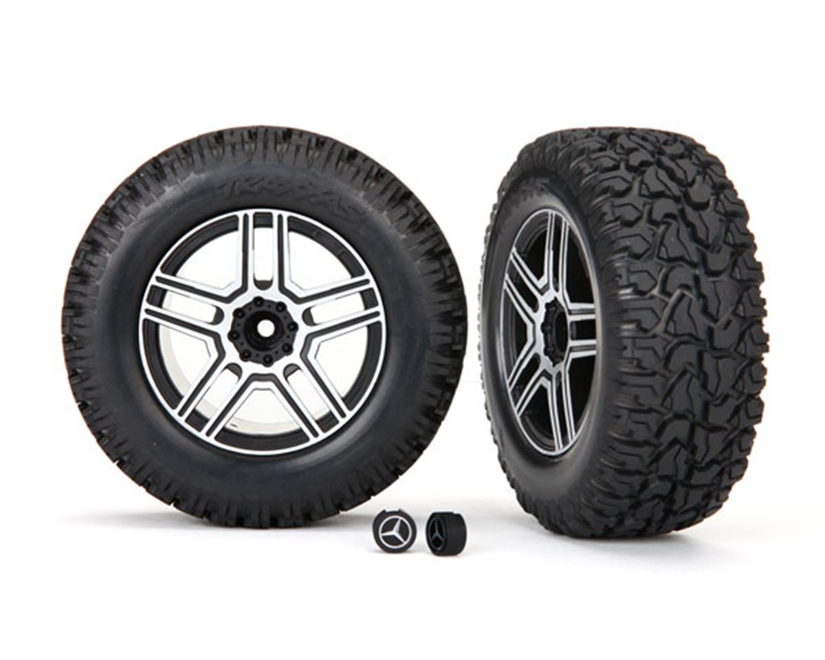 Mercedes-Benz G 63 2.6" Premounted Tires with Black/Satin Chrome Wheels and Center Caps for TRX-4 (2) (TRA8872)
