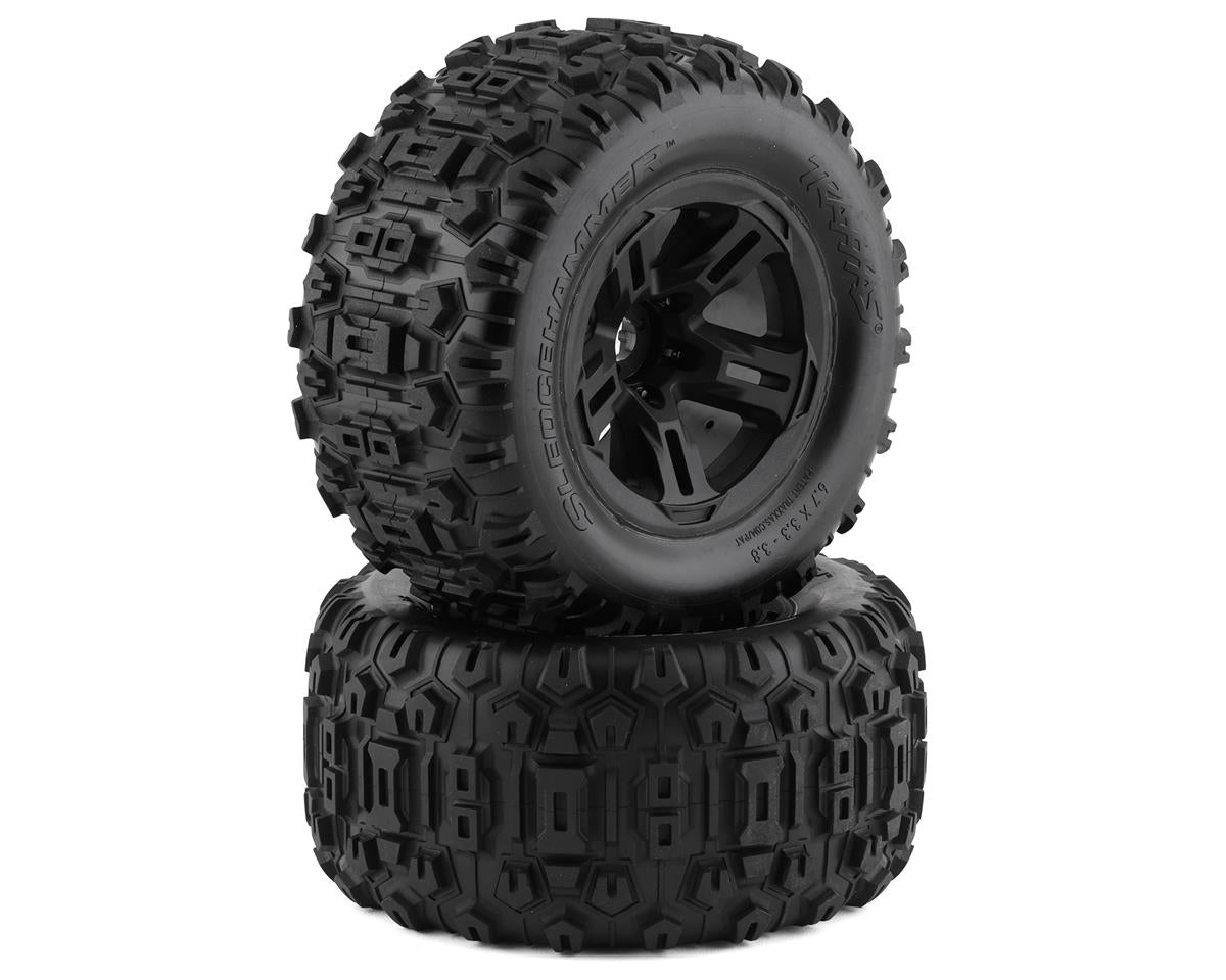 Sledgehammer 3.8" Premounted Tires with Black Wheels for Sledge (2) (TRA9672)