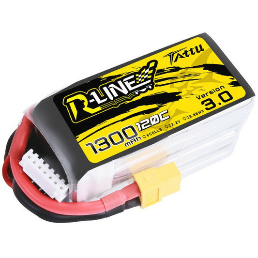 1300mAh 22.2V 120C 6S R-Line Series Version 3.0 LiPo Battery Pack with XT60 Plug (TAA13006S12X6)