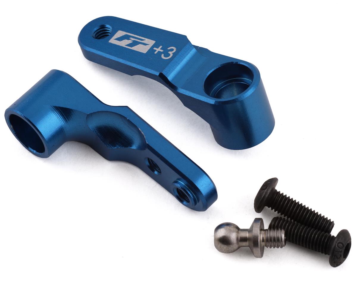 Aluminum Factory Team Steering Bellcrank +3mm Blue for B6 (ASC91914)