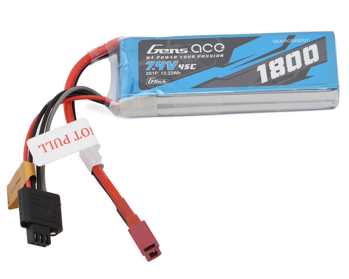 1800mAh 7.4V 45C 2S G-Tech Smart LiPo Battery Pack with Deans Plug (GEA182S45DGT)