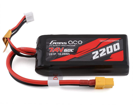 2200mAh 7.4V 60C 2S LiPo Battery Pack with XT60 Plug (GEA22002S60X6)
