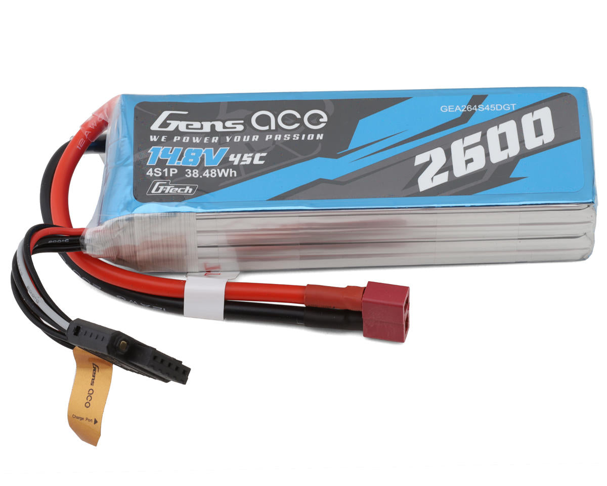 2600mAh 14.8V 45C 4S G-Tech Smart LiPo Battery Pack with Deans Plug (GEA264S45DGT)