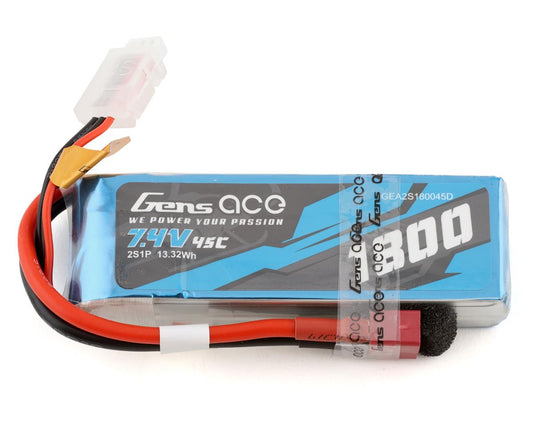 1800mAh 7.4V 45C 2S LiPo Battery Pack with Deans Plug (GEA2S180045D)