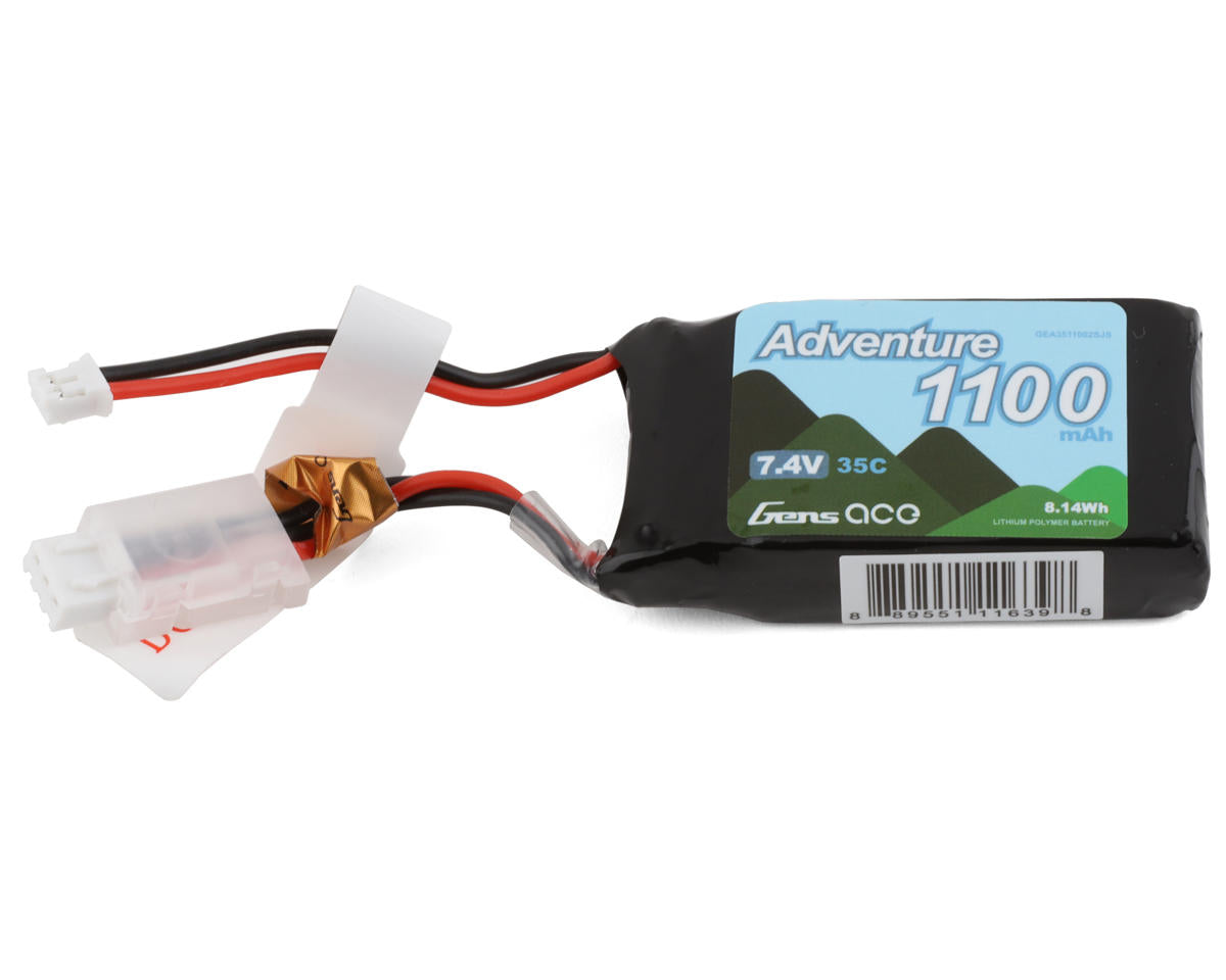 1100mAh 7.4V 35C 2S Adventure Series LiPo Battery Pack with JST