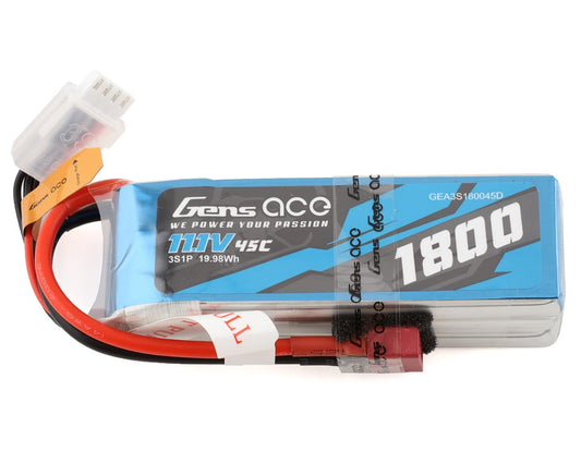 1800mAh 11.1V 45C 3S LiPo Battery Pack with Deans Plug (GEA3S180045D)