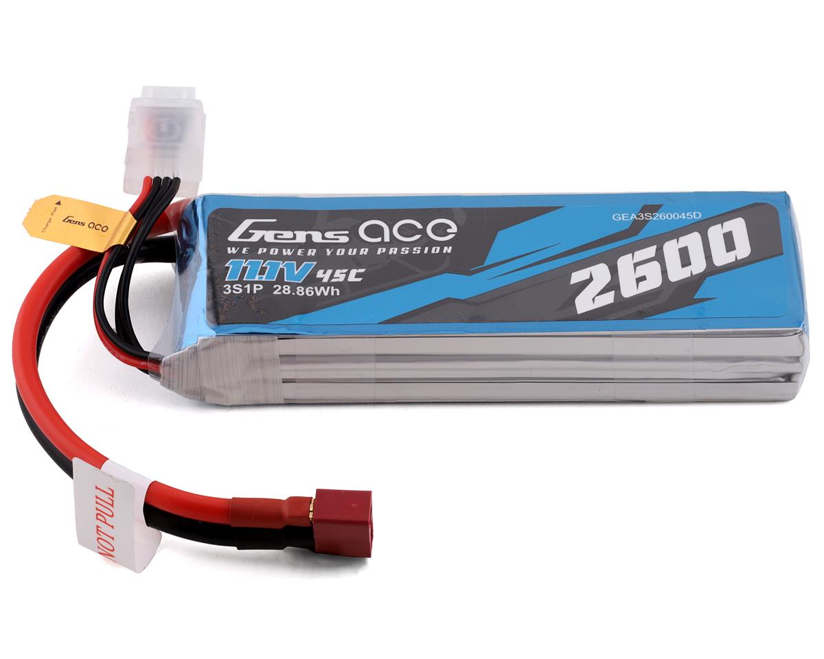 2600mAh 11.1V 45C 3S LiPo Battery Pack with Deans Plug (GEA3S260045D)