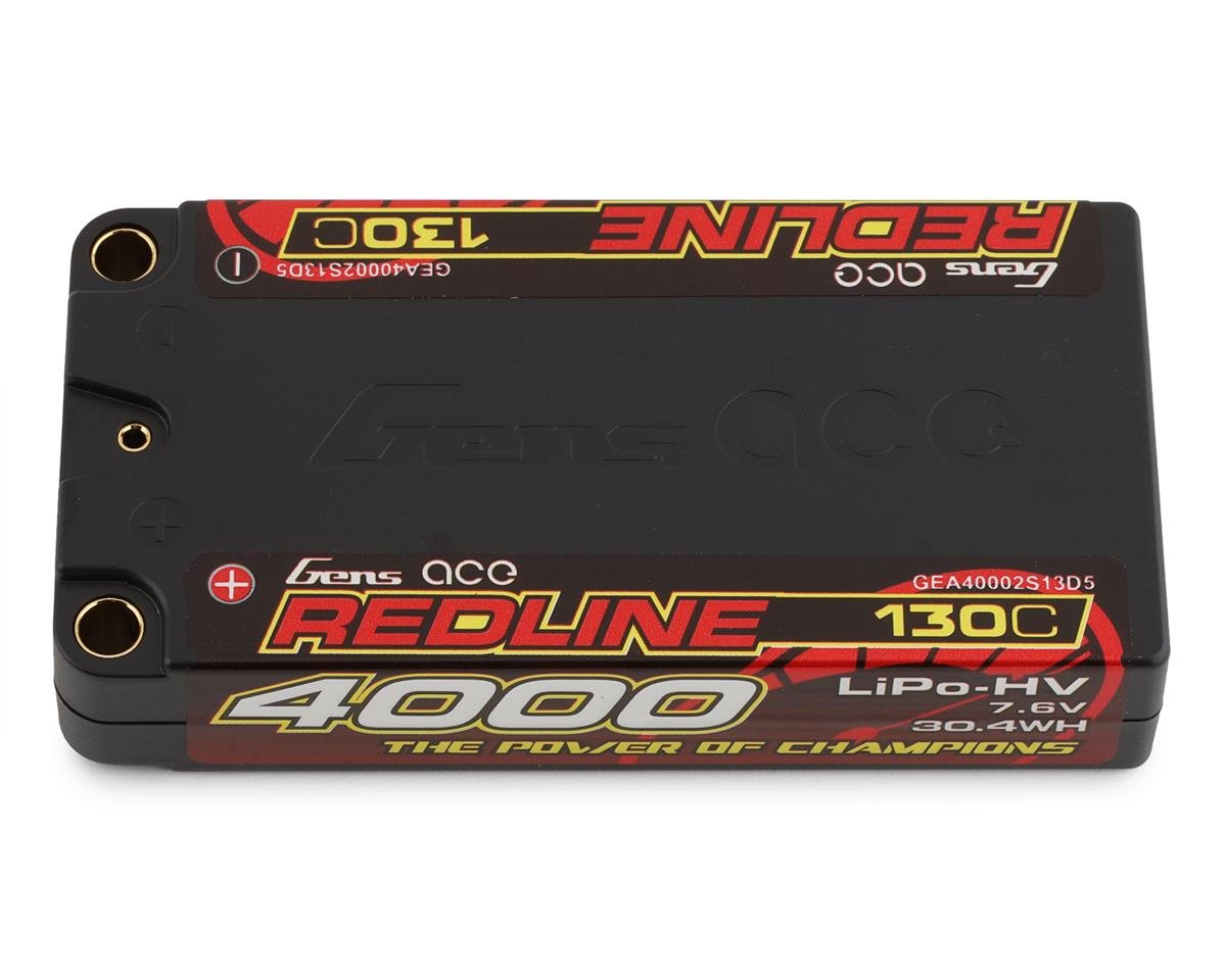 4000mAh 7.6V 130C 2S Redline Series Hardcase LiHV LCG Battery Pack with 5mm Bullet Plugs (GEA40002S13D5)