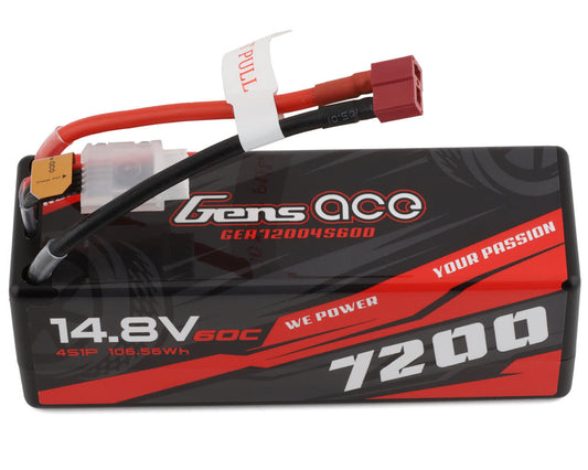 7200mAh 14.8V 60C 4S Hardcase LiPo Battery Pack with Deans Plug (GEA72004S60D)