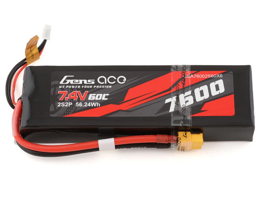 7600mAh 7.4V 60C 2S LiPo Battery Pack with XT60 Connector (GEA76002S60X6)
