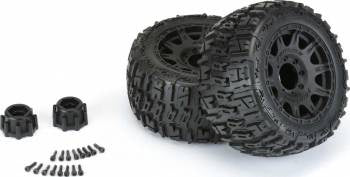 Trencher LP 3.8" Tires Mounted on Raid 8x32 17mm Hex Wheels, Front or Rear for Traxxas Maxx (2) (PRO1017510)