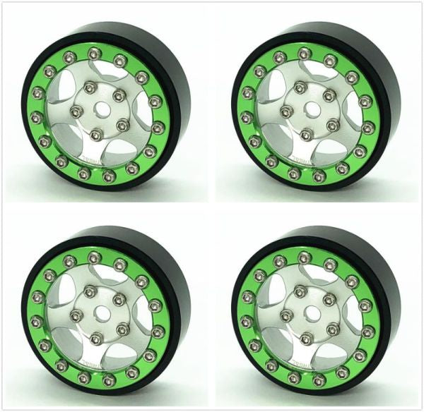 SCX24 WHEELS GREEN/SILVER (TRLX002T7DTWT)