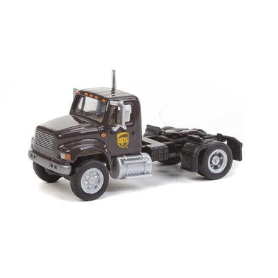 HO Assembled International 4900 Single-Axle Semi Tractor United Parcel Service Modern Shield Logo Brown, Yellow (949-11193)
