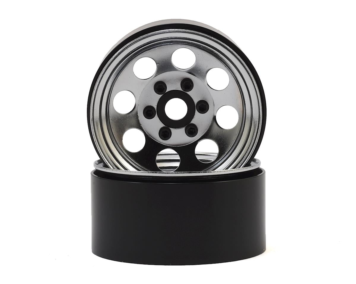 Steel 8 Hole 1.9" Chrome Beadlock Wheels for 1/10 Rock Crawler (2) (SSD00270)
