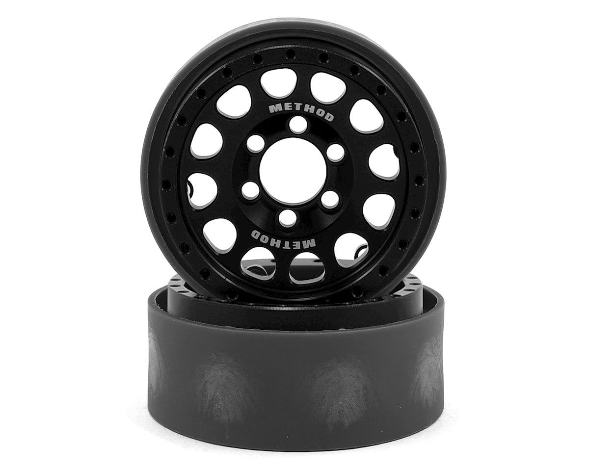 Aluminum Method 105 1.9" Black/Silver Beadlock Wheels for 1/10 Rock Crawler (2) (VPS07911)