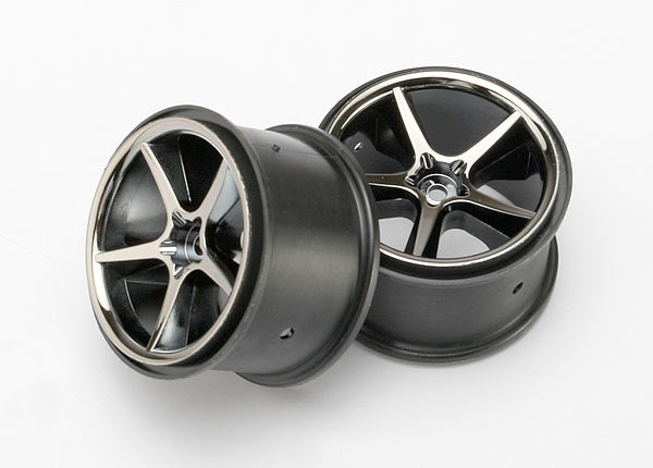 Black Chrome Gemini Wheels for 1/16 E-Revo (2) (TRA7172A)