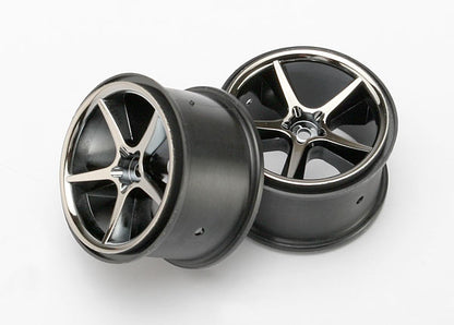 Black Chrome Gemini Wheels for 1/16 E-Revo (2) (TRA7172A)