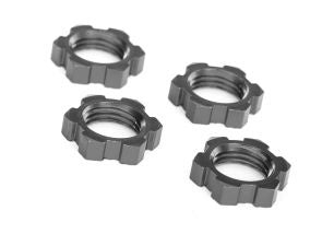Wheel nuts, splined, 17mm, serrated (gray-anodized) (4)