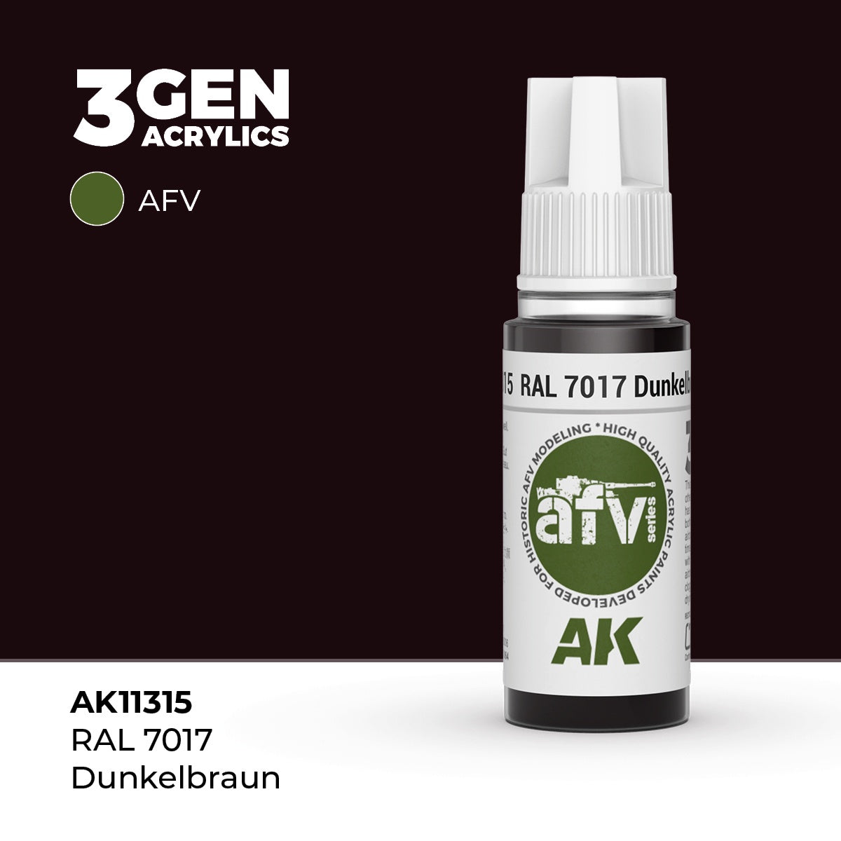 3G RAL 7017 Dunkelbraun 17ml Bottle Acrylic Paint (AKI-11315)