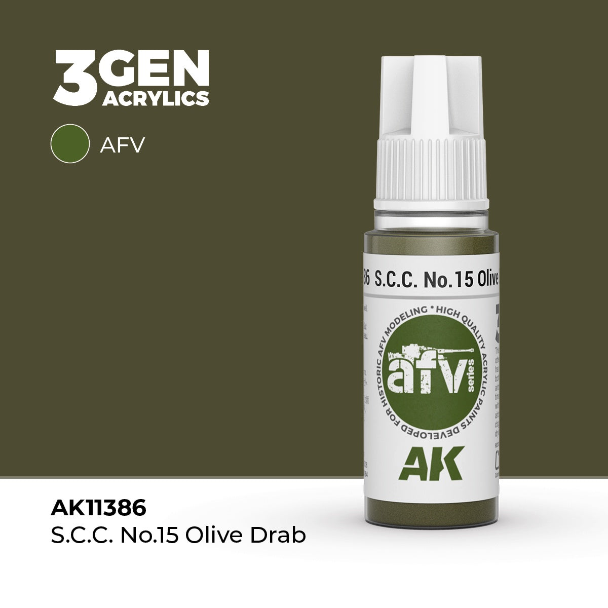 3G S.C.C. No.15 Olive Drab 17ml Bottle Acrylic Paint (AKI-11386)