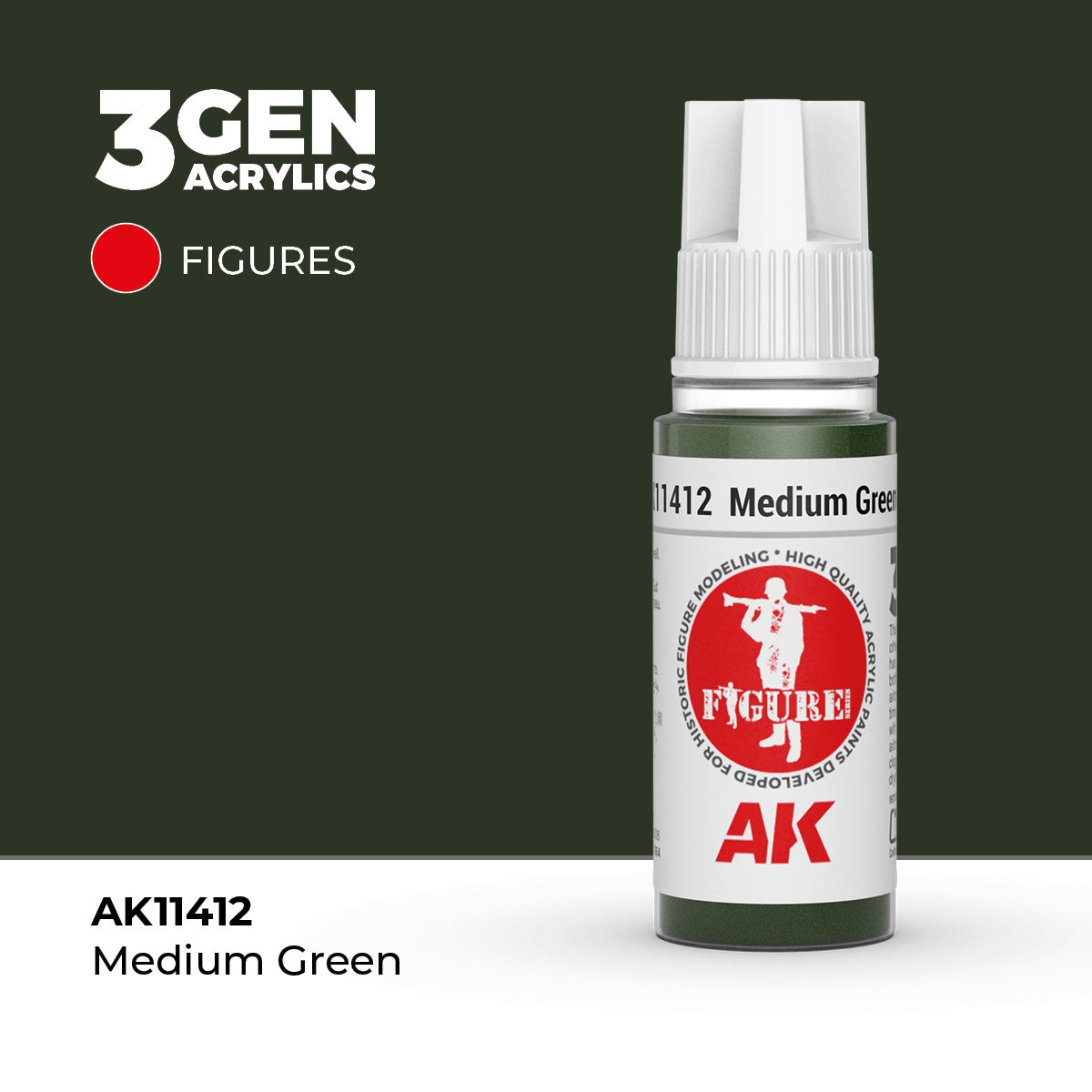 3G Medium Green 17ml Bottle Acrylic Paint (AKI-11412)