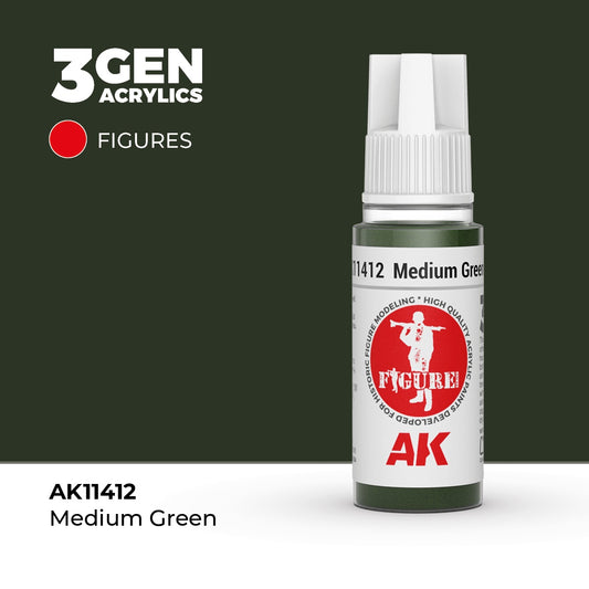 3G Medium Green 17ml Bottle Acrylic Paint (AKI-11412)
