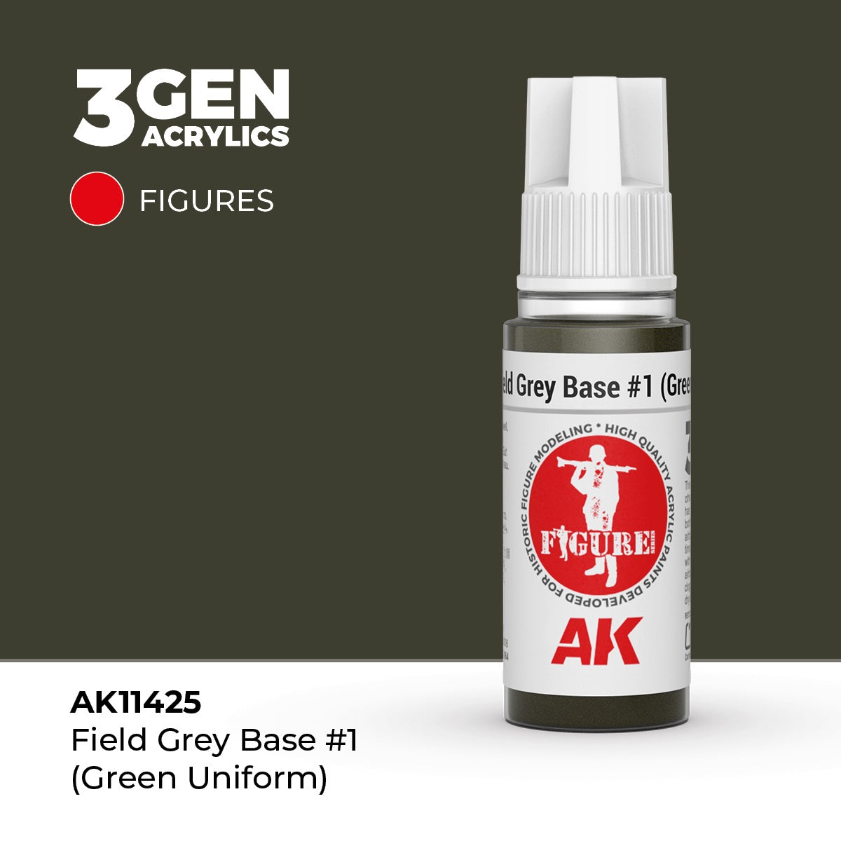 3G Field Grey Base #1 (Green uniform) 17ml Bottle Acrylic Paint (AKI-11425)