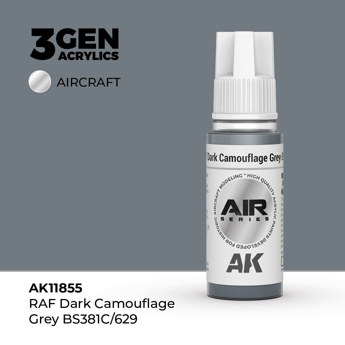 3G AIR RAF Dark Camouflage Grey BS381C/629 17ml Bottle Acrylic Paint (AKI-11855)