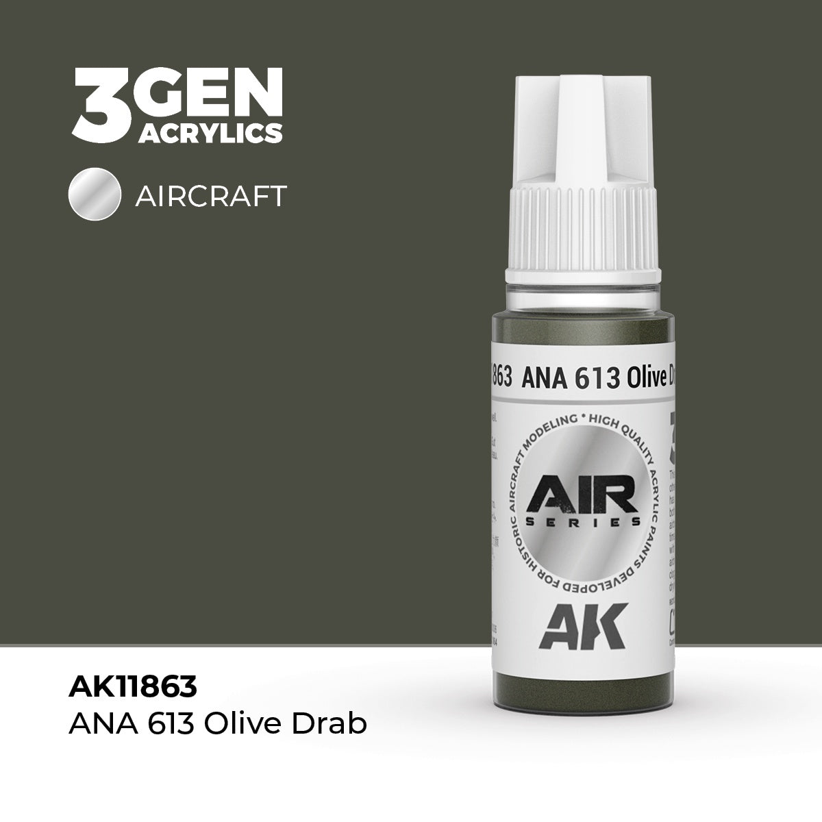 3G AIR ANA 613 Olive Drab 17ml Bottle Acrylic Paint (AKI-11863)