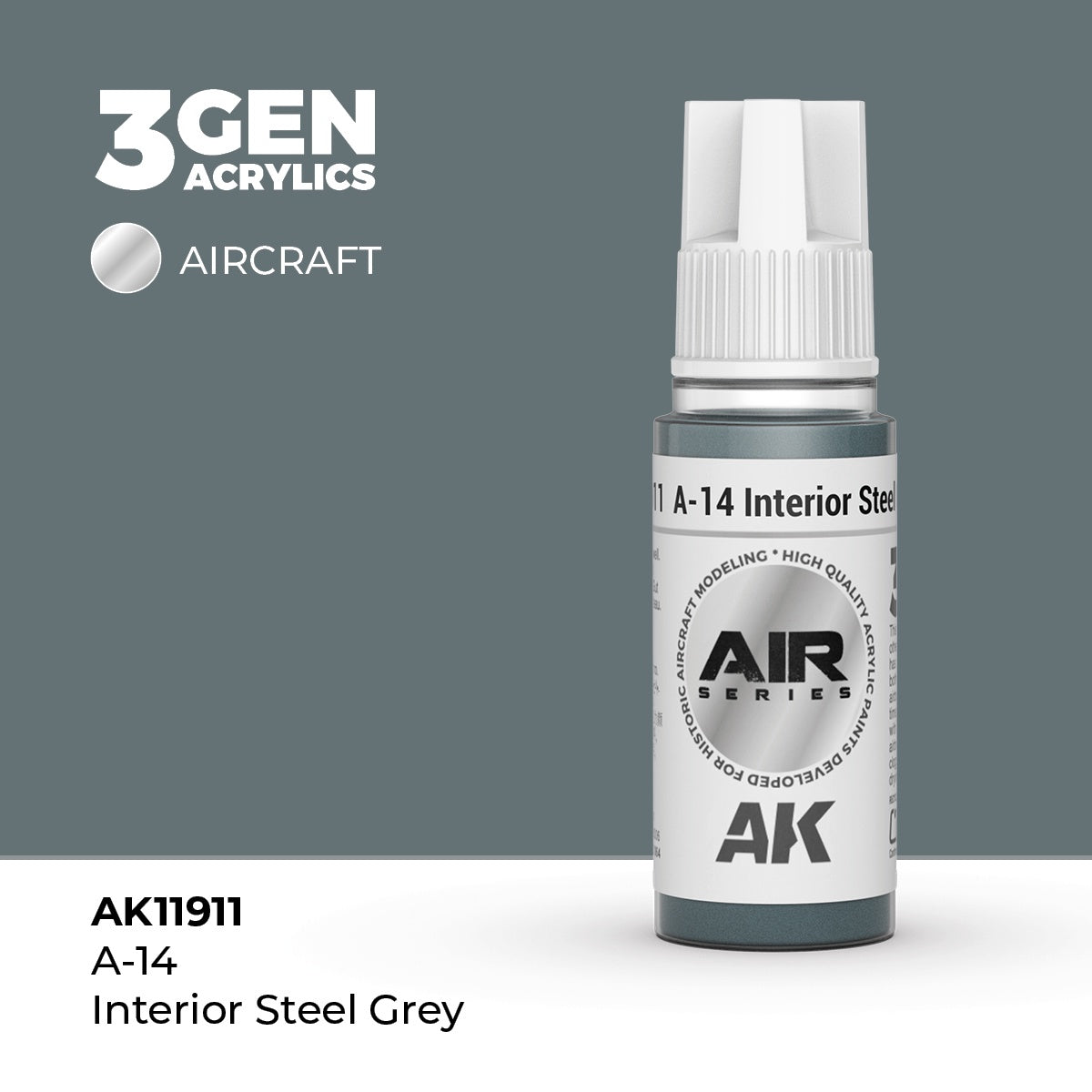 3G AIR A-14 Interior Steel Grey 17ml Bottle Acrylic Paint (AKI-11911)
