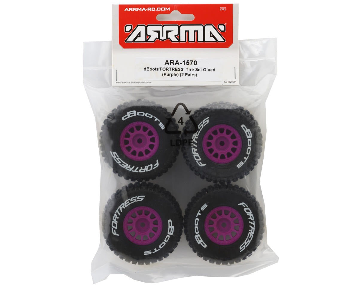 dBoots 'FORTRESS' Glued Tire Set, Purple (2 Pairs)