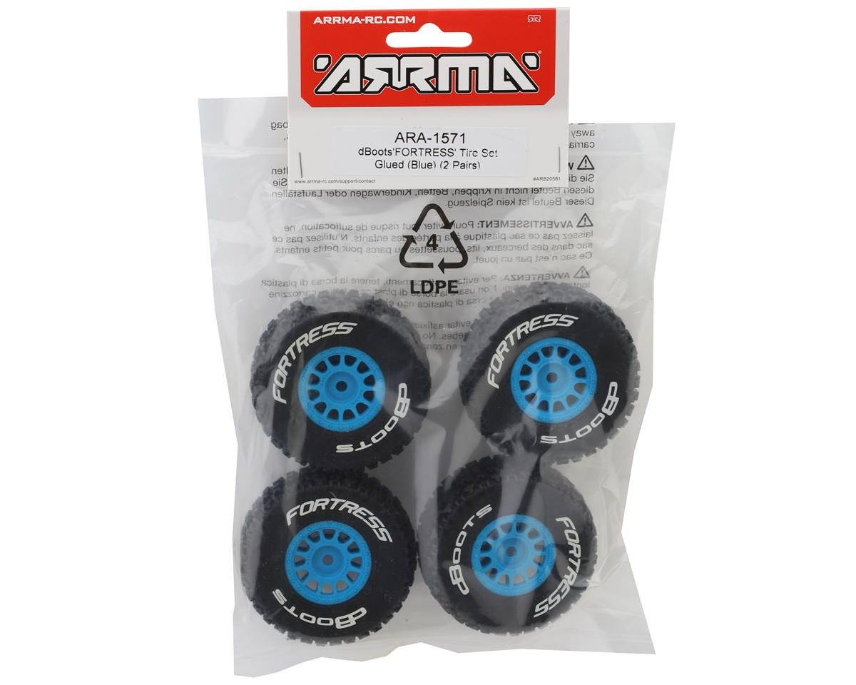 dBoots 'FORTRESS' Tire Set Glued (Blue) (2 Pairs)