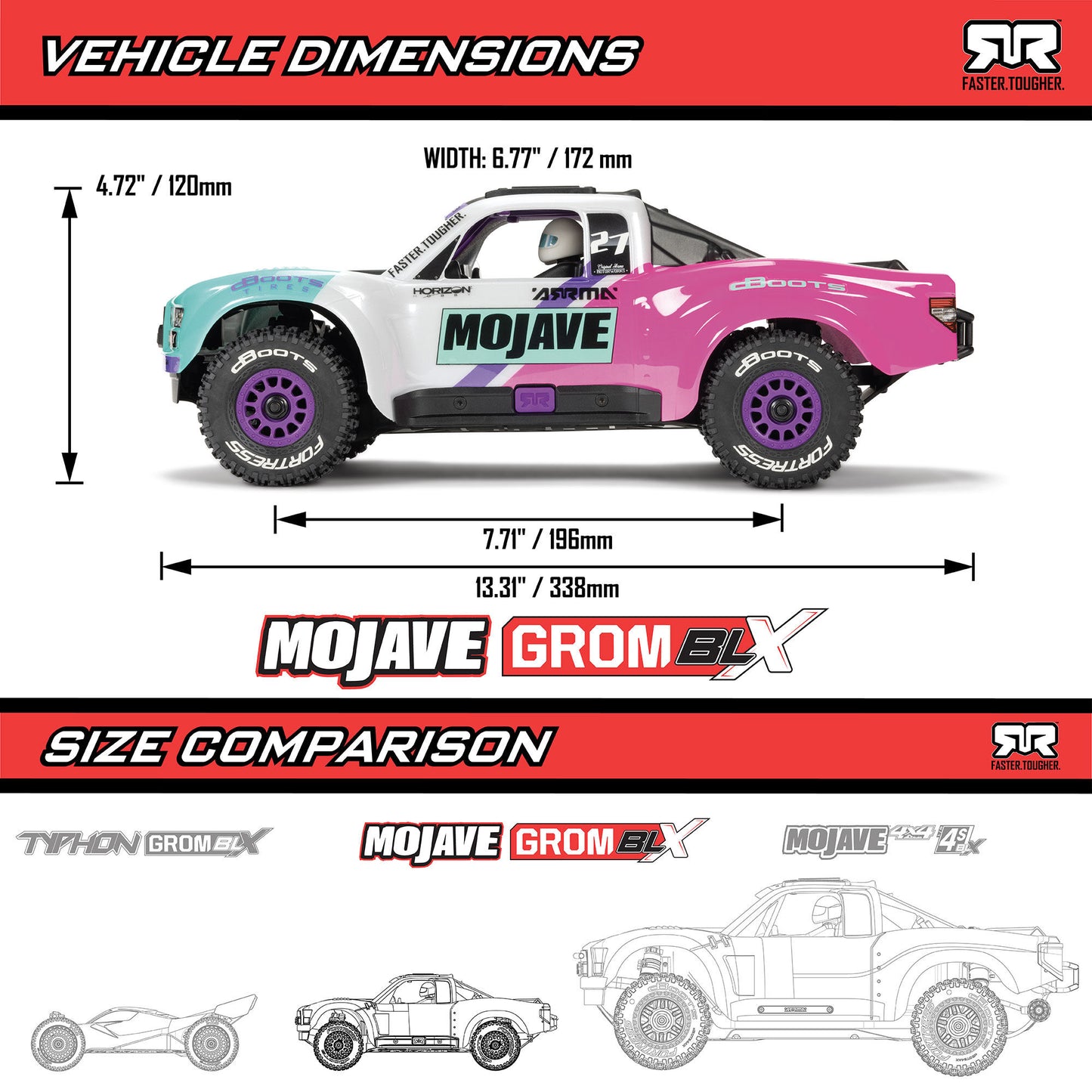 1/18 Mojave Grom 223S BLX Ready to Run with Battery and Charger (White) (ARA2304ST2)