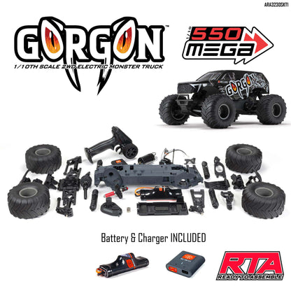 1/10 Gorgon 4x2 Mega Unassembled Kit with Battery and Charger (Gunmetal) (ARA3230SKT1)_7