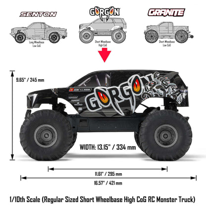 1/10 Gorgon 4x2 Mega Ready to Assemble Kit with Battery and Charger (Gunmetal) (ARA3230SKT1)_26