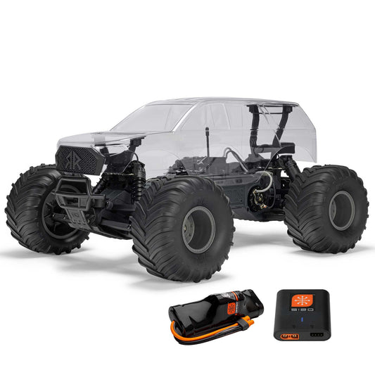 1/10 GORGON 2WD RTA Kit Brushed Monster Truck (Battery & Charger Included), Clear_1