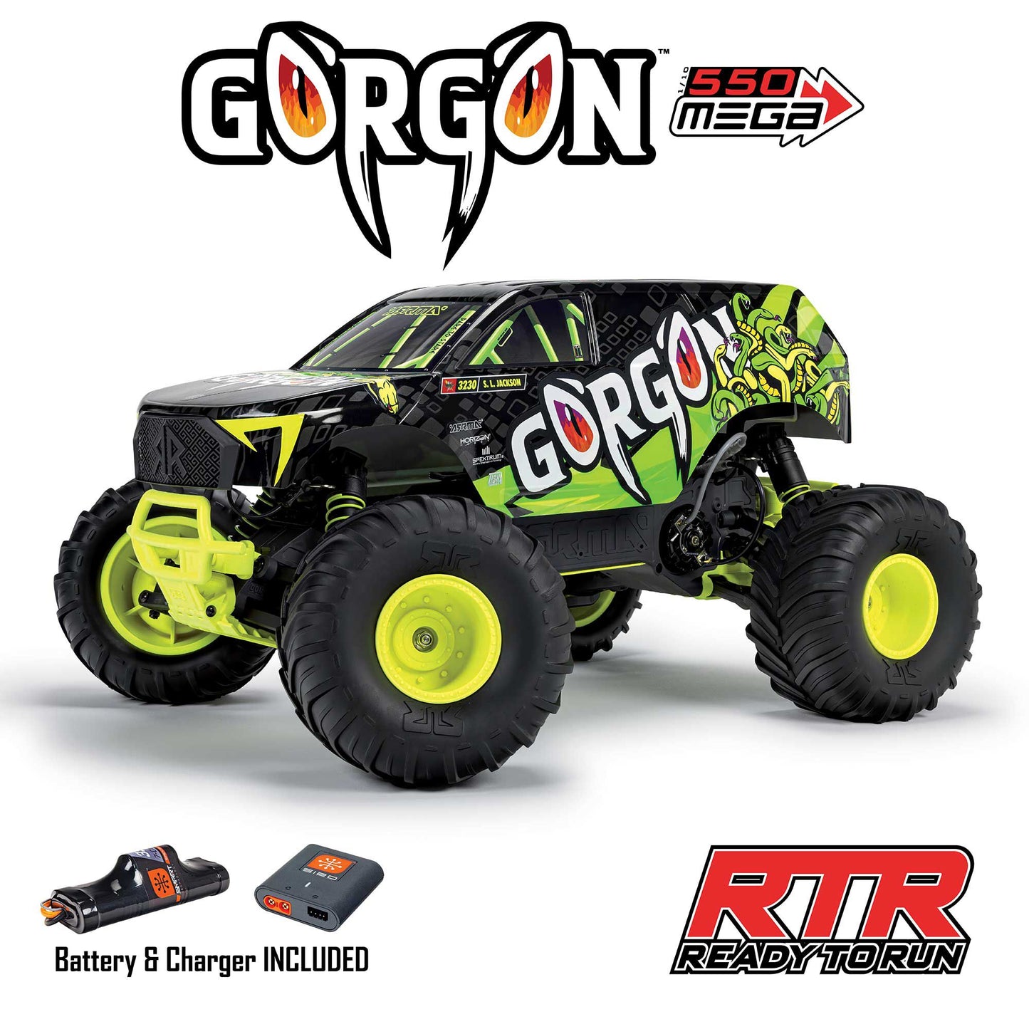 1/10 Gorgon 2WD 2024 Edition Ready to Run with Battery and Charger (Yellow) and Bonus G2 2S PowerStage Bundle (ARA3230ST1ABD)