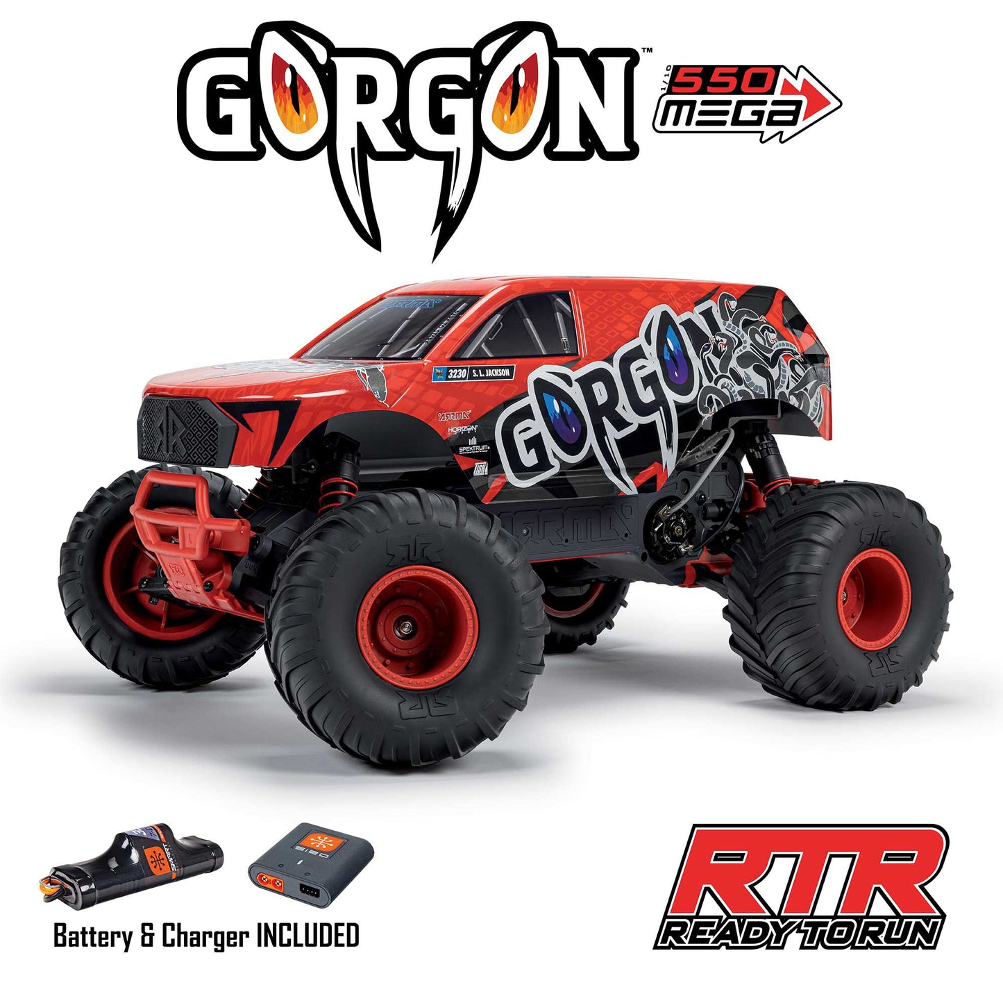 1/10 Gorgon 2WD 2024 Edition Ready to Run with Battery and Charger (Red) and Bonus G2 2S PowerStage Bundle (ARA3230ST2ABD)