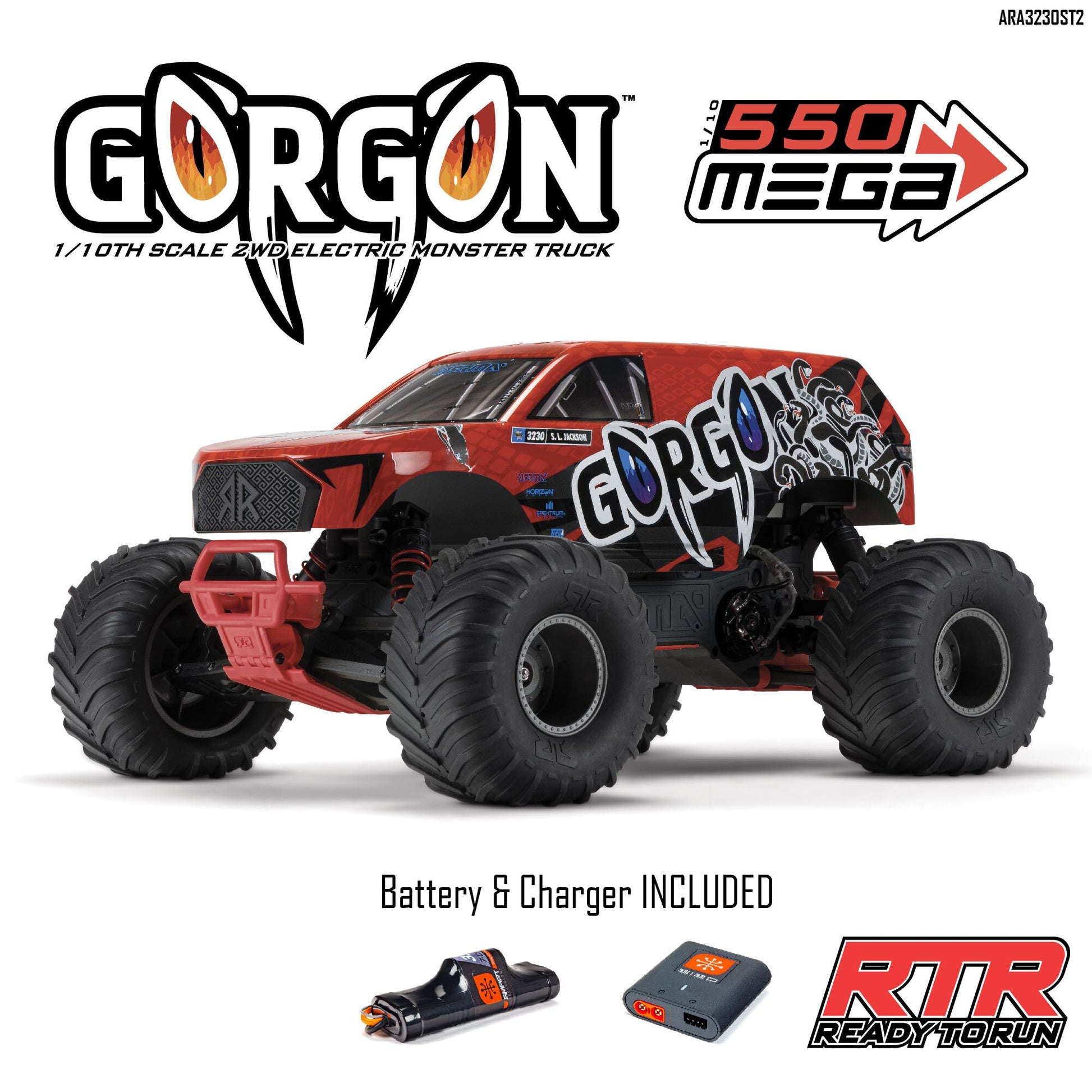 1/10 Gorgon 4x2 Mega Ready to Run with Battery and Charger (Red) (ARA3230ST2)_10