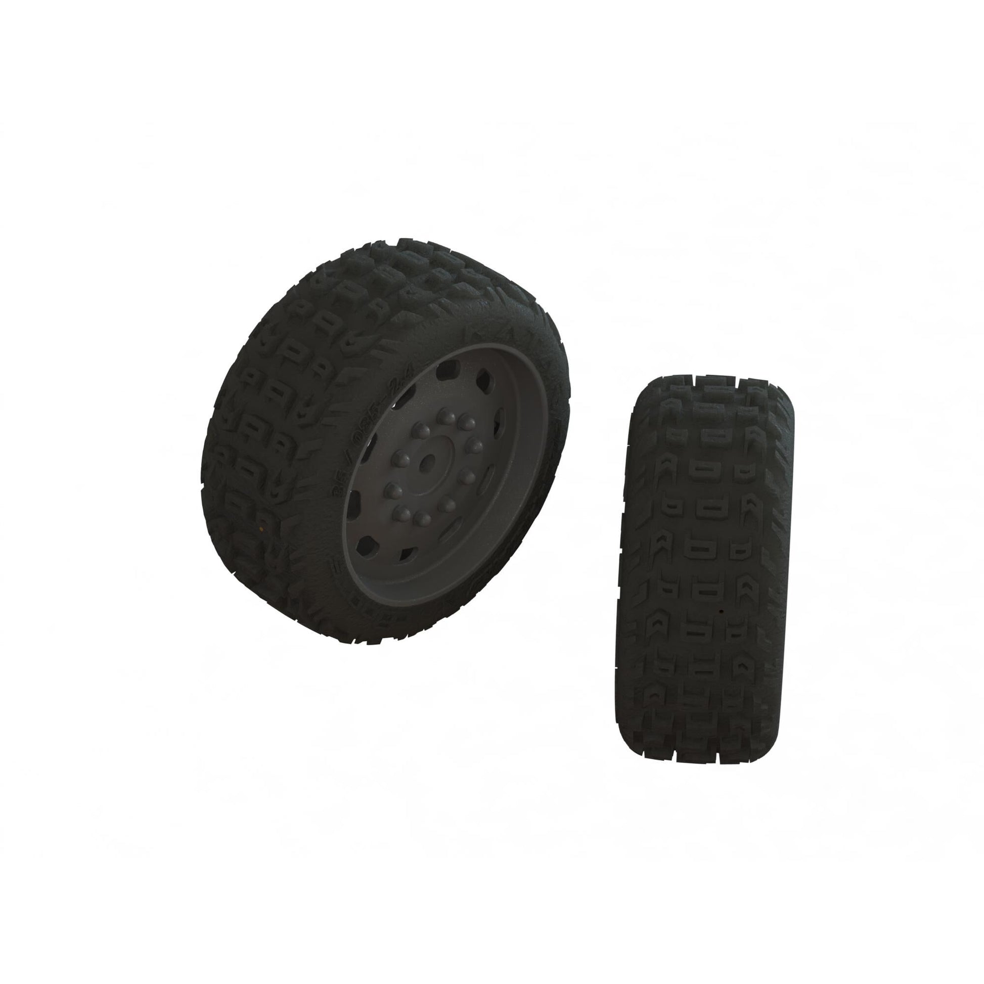 dBoots Katar 35/085 2.9" Gold Compound Premounted Belted Tires with Gunmetal Wheels for 1/8 All-Road (2) (ARA550083)_1