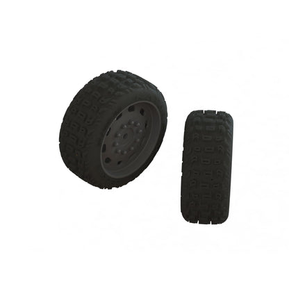 dBoots Katar 35/085 2.9" Gold Compound Premounted Belted Tires with Gunmetal Wheels for 1/8 All-Road (2) (ARA550083)_1