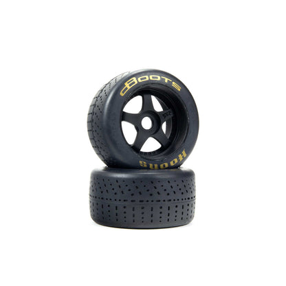 dBoots Hoons 53/104 2.9" Gold Compound Premounted Belted Tires with Black 5-Spoke Wheels for 1/7 On-Road (2) (ARA550085)_1