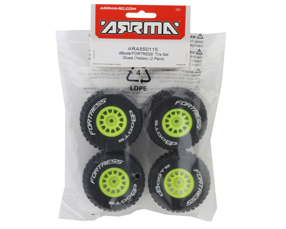 dBoots 'FORTRESS' Tire Set Glued (Yellow) (2 Pairs)