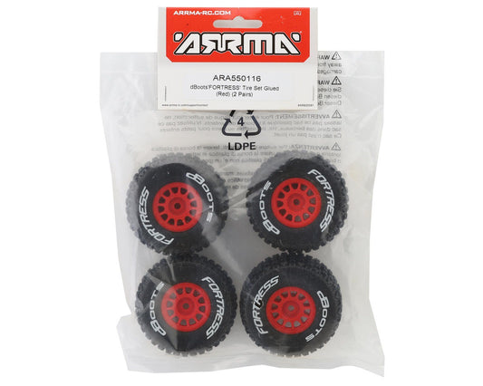 dBoots 'FORTRESS' Tire Set Glued (Red) (2 Pairs)