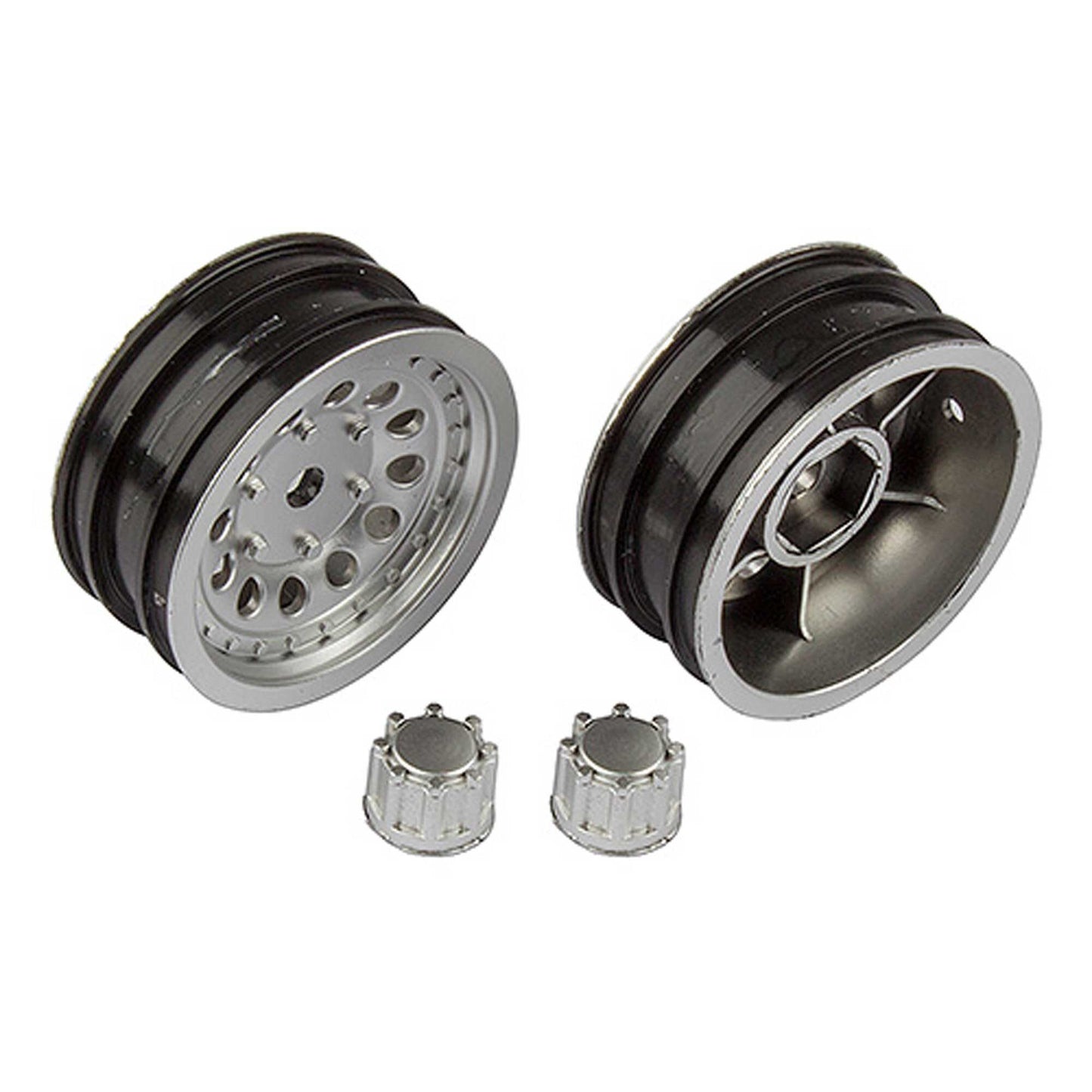 1/12 CR12 Rock Crawler Wheels Satin Silver (2) (ASC41053)