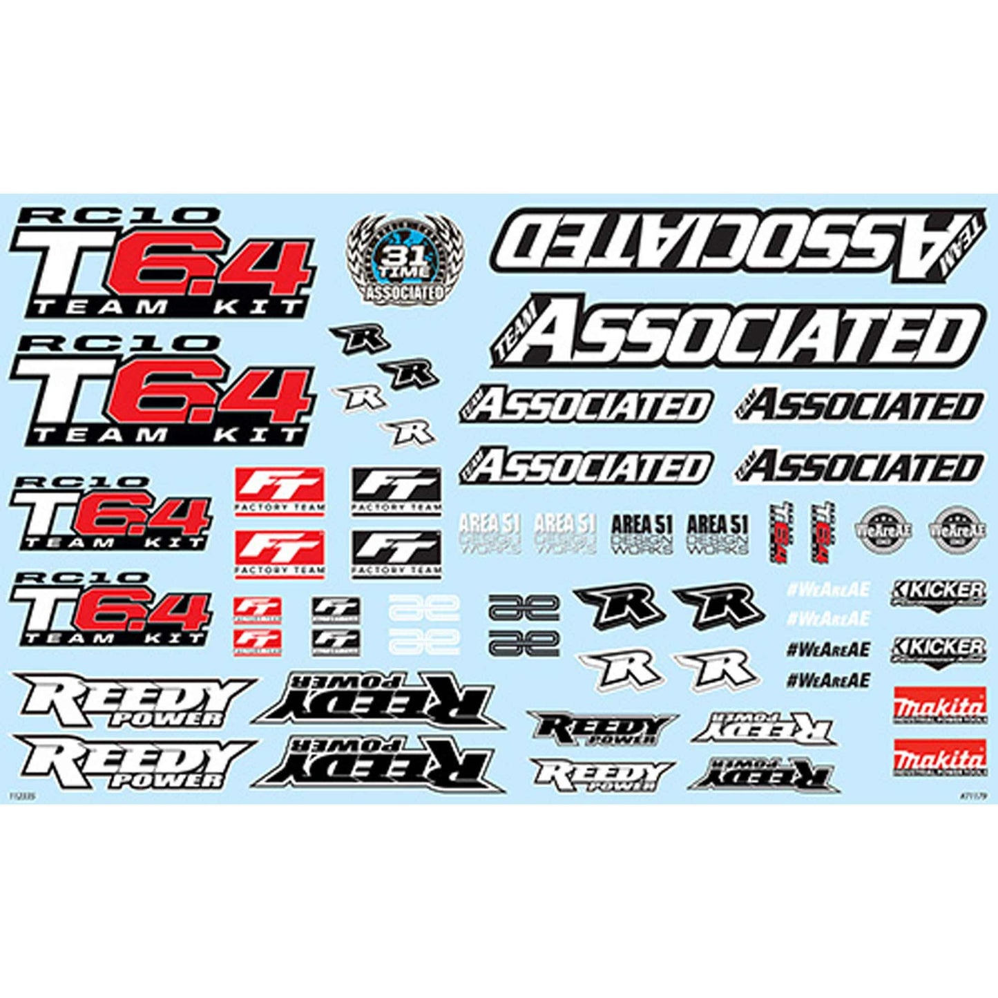 Decal Sheet for Associated RC10T6.4 (ASC71179)