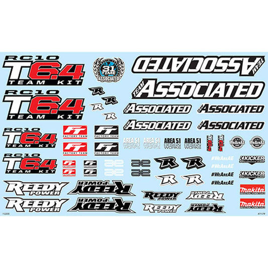 Decal Sheet for Associated RC10T6.4 (ASC71179)